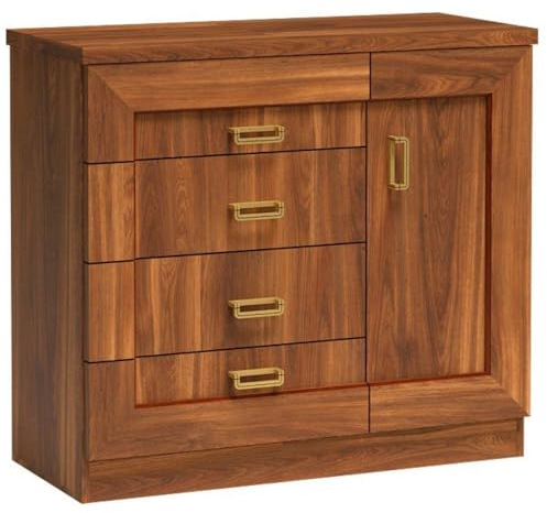 Kommode Anrichte Sideboard Schrank rustikal Alt Eiche Alteiche 1 Tür 4 Schubladen 100x91x44 cm