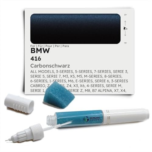 Genuine Colors Lackstift CARBONSCHWARZ 416 für BMW Schwarz 3-SERIES 5-SERIES 7-SERIES SERIE 3 5 7 M3 X5 M5 M-SERIES 8-SERIES 6-SERIES 1-SERIES M6 E-SERIES 6 CABRIO Z-SERIES Z4 X3 X6 4-SERIES M 1 ALPIN