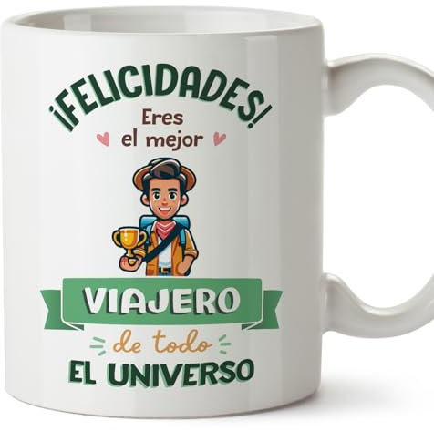 MUGFFINS Tazas para VIAJERO hombre - En Español - Mejor Universo Trofeo - 11 oz / 330 ml - Regalo original y divertido