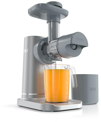 Ninja NeverClog Cold Juicer, Powerful Slow Juicer with Full Pulp Control, Countertop, Electric, 2 Pulp Functions, Dishwasher Safe, 2nd Generation, Steam Grey, JC151SL