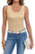Imily Bela Top Damen Sommer Pailletten Tanktop Slim Fit U-Ausschnitt Ärmellos Elegant Oberteile Sexy Party Bluse Cocktail Club Outfits(Gold,L)