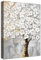 Marco de Madera Cuadro Modernos Flores Blancas Árbol Cuadros Decorativos Lienzo Pintura Árbol floral abstracto de la vida Imagen Cuadros Decoracion Salon Baño Dormitorio Comedor Pasillo 30x40cm