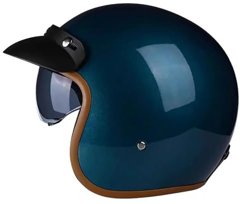 Jethelm Vintage Motorradhelm Roller-Helm Scooter-Helm Moped Mofa-Helm Chopper Retro Vintage Pilot Biker Helmet ECE/DOT Zulassung mit Visier Motorradhelm 9,XL=61~62cm