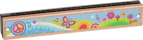 goki 61842 – Mundharmonika 66 mit 24 Tönen – Musikinstrument aus Holz und Kunststoff, ca. 17,6 cm
