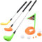 Golf Bambini Set Gioco 3 Mazze in Metallo 3 Palline Buca con Bandierina 2 Tee 1 Tee Shot Gioco Golf Giochi Bambini Interno Esterno Giochi da Giardino per Bambini Golf Giochi All'Aperto Set Mini Golf