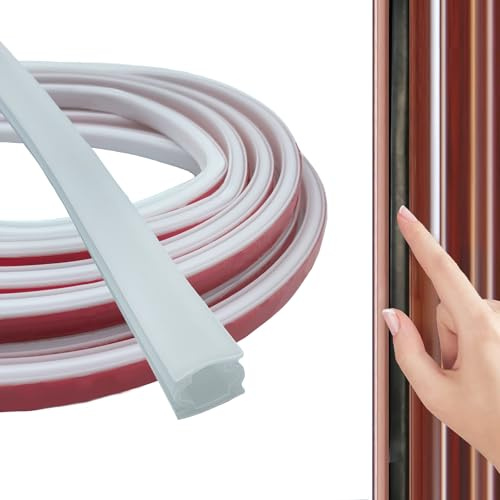 Joint de porte autocollant, 12 mm (l) x 8 mm (D)/6 m (L) pour cadre de porte, flexible, étanche, en caoutchouc, blanc