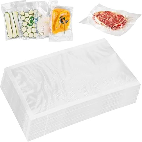 Bolsas Vacio Alimentos 20x30 Cm 100 Uds Compatible con Envasadora Comida Doméstica y Resistentes Reutilizables apta para Sous Vide Baja Temperatura Congelador Envase Transparente Cerrado Saco Gofrada