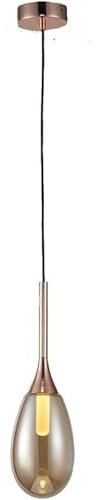 LUOYAOB Lampes suspendues nordiques postmodernes en forme larme, abat-jour en verre, luminaires suspendus, lustre à hauteur réglable for salon et chambre à coucher(Rose Gold)