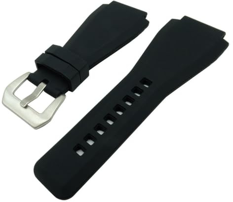 JPXXFM 24 x 34 mm schwarzer Bandgurt Bell Ross BR-01 und BR-03 DIY Ersetzen Sie die Schwarze/Silberschnalle