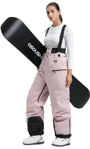 GSOU SNOW Damen Skihose Baggy Snowboardhose Ski Hose Snowboard Hose Oversize Schneehose mit Hosenträgern für Frauen - Wasserdicht Winddicht Atmungsaktiv Warm