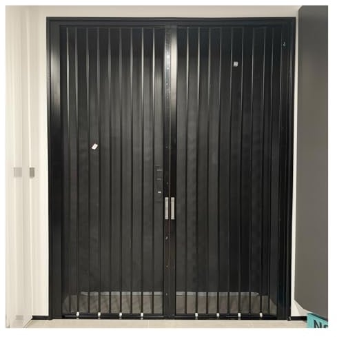 Portes accordéon Porte-moustiquaire coulissante en métal, porte accordéon intérieure compacte et pliable (31, 33, 35, 37, 45, 47, 55, 63, 77 pouces), for cuisine, bureau((73x80in)185.4x203.2cm)
