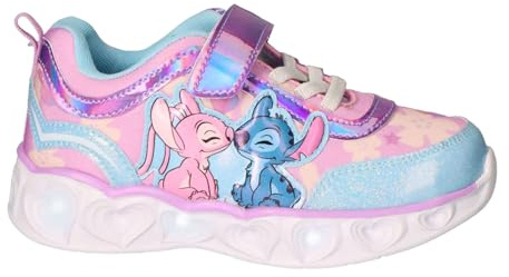 Disney Stitch - Sneakers Bambina – Scarpe Alte e Basse in Tela o Poliestere con o Senza Luci LED, Chiusura Lacci Zip o Strappo, Taglie 25–35