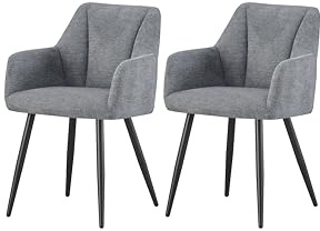 xonox.home – 4 Fuß Stuhl Bella mit Armlehne 55x82x62 cm Anthrazit 2er Set – Komfortabler Esszimmerstuhl mit stilvollem Design – Belastbar 120 kg – Eleganter Stuhl für Wohnzimmer und Essbereich