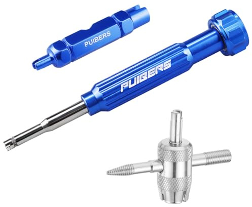 PUIBERS 3-Pcs Tyre Valve Removal Tool Set, Presta and Schrader Valve Core Removal Tools Set with 4 in 1 Valves Stem Puller Repair Tools