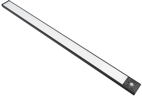 LUXULA 2 Stück LED Schrankbeleuchtung Bewegungsmelder 60cm, Schwarz | USB wiederaufladbar, magnetisch, 3CCT dimmbar 3000K 4500K 6000K für Kleiderschrank, Küche, Flur und Treppe, kabellos