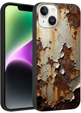 Phoona Funda Carcasa Case Capa para iPhone 11 Pro 5.8,Protege Pantalla y Lente Cámara Resistente a Caídas Polvo,Diseño Estampado Óxido Naranja Marrón Retro,Aesthetic Dibujos Negro