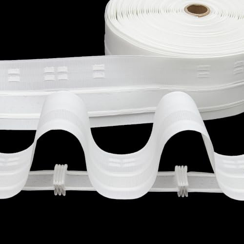 Gardinenband 10 Meter Wellenfalten 80 mm Vorhangband 1:2.0 100% Polyester Weiß Faltenband zum Annähen für Vorhänge und Gardinen BK-13 Oz-Is Dar Tekstil