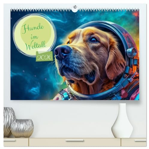 Hunde im Weltall (hochwertiger Premium Wandkalender 2026 DIN A2 quer), Kunstdruck in Hochglanz: Hunde im All: Eine kosmische Reise der Niedlichkeit. (CALVENDO Wissenschaft)