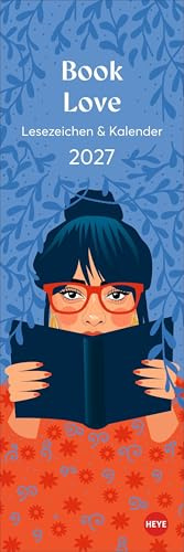 Book Love Lesezeichen & Kalender 2027: Die perfekte kleine Aufmerksamkeit zu Weihnachten oder in der Adventszeit für alle, die das Lesen lieben. Hochformat, 6 x 18 cm