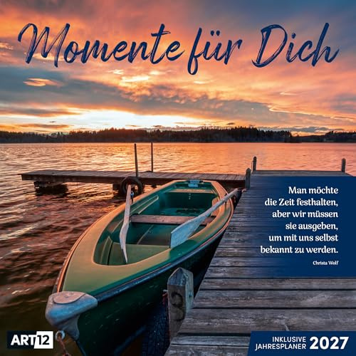 Momente für Dich Broschürenkalender 2027 - 30x30 - Art12 | Stilvoller Inspirationskalender im schlanken Hochformat (aufgeklappt 30x60 cm) | Notizen