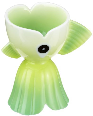 Alessi ASG98 GR Goldfish Portauovo in Fine Bone China, Decorato a Mano, Verde