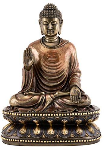 Toppsamling mediterande Shakyamuni Buddha-staty som rör vid jorden – den upplysta skulpturen i premium kallgjuten brons – 9-tums Supreme Buddha-figur