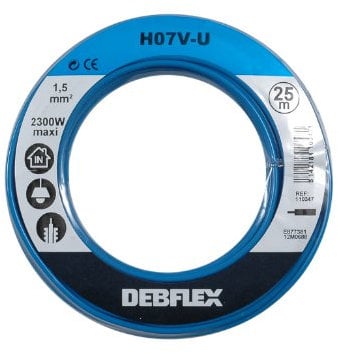Bobinot de câble | Bobine de fils électrique | Câble électrique | Couronne de câble | Debflex 110347 Bobinot Câble rigide 25 mètres | HO7VU 1,5mm ² | Bleu