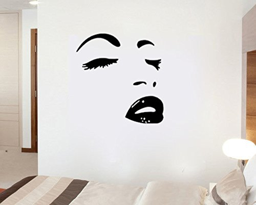 hommay Wandtattoo Marilyn Monroe Sexy Augen Lippen Gesicht Abstrakt Wohnzimmer Home Decor Tapete mural Art Aufkleber, 150 cm 150
