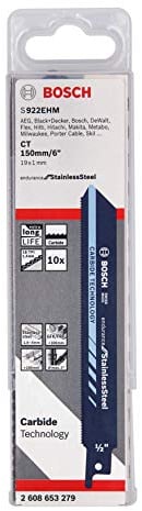 Bosch Professional Säbelsägeblatt S 1022 EHM Endurance for Stainless Steel (für Edelstahl, 200 x 19 x 1 mm, Zubehör Säbelsäge)