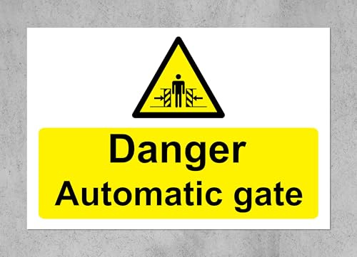 Danger Automatic Gate - Safety Sign - 1.2mm rigid plastic 300mm x 200mm