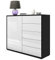 Vladon Sideboard Ben V2, Made in Germany, Kommode mit 1 Tür und 5 Schubladen, Schwarz matt/Weiß Hochglanz (79 x 74 x 36 cm)
