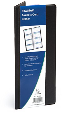 Goldline klassische Visitenkarten-Mappe PVC 64 Sichthüllen für 128 Karten 280 x 110 mm schwarz