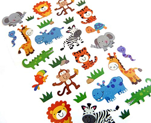Minilabel Wildes Tier Aufkleber Löwen Affen Usw - Kinder/Kinder Etiketten für Party Taschen, Scrap Bücher, Karte oder Notizbuch Dekoration