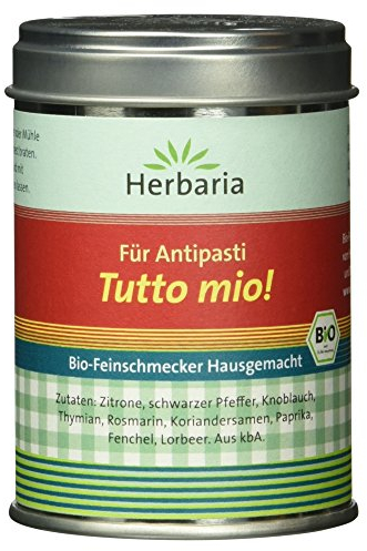 Herbaria Tutto mio! bio 65g M-Dose – fertige Bio-Gewürzmischung für Antipasti, eingelegtes Gemüse und mediterrane Salate und Suppen - mit erlesenen Zutaten – in nachhaltiger Aromaschutz-Dose