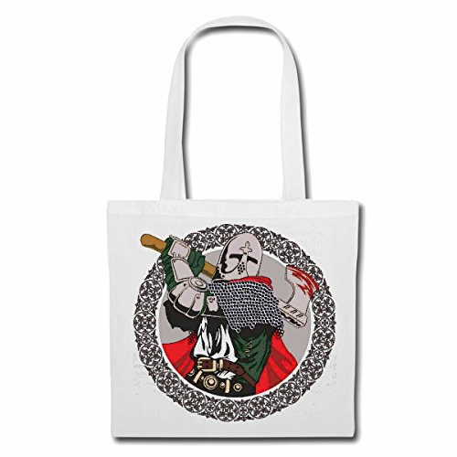 Tasche Umhängetasche RITTER SCHWERT RITTERRÜSTUNG RITTERBURG RITTERHELM SCHUTZSCHILD RITTER SCHWERT RITTERRÜSTUNG RITTERBURG RITTERHELM SCHUTZSCHILD Einkaufstasche Schulbeutel Turnbeutel in Weiß