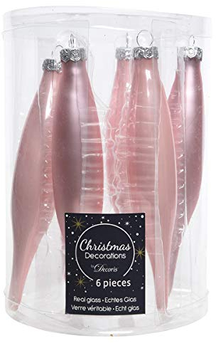 Eiszapfen Baumschmuck aus Glas 15cm 6 Stück Christbaumkugeln rosa