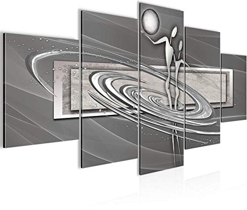 Runa Art Wandbilder Abstrakt Figuren 5 Teilig Bild auf Vlies Leinwand Deko Wohnzimmer Schlafzimmer Liebespaar Grau Weiss 301452a