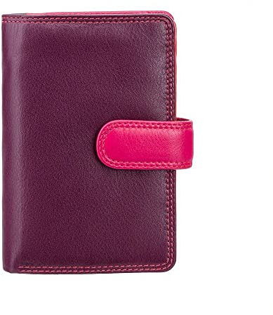 VISCONTI ® Leder Geldbeutel Damen RFID Schutz Geldbörse Damen Portemonnaie Bifold Mehrfarbig Portmonee in Geschenk-Box ''Rainbow'' (RB51 Plum Multi)