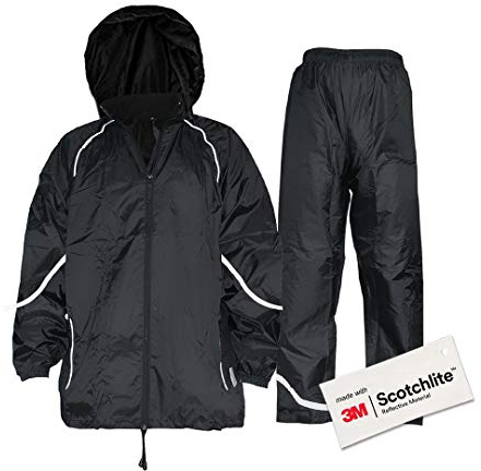 Salzmann Tuta Antipioggia Riflettente - Idrorepellente e Antivento - Set di Giacca e Pantaloni da Pioggia - Realizzato con 3M Scotchlite