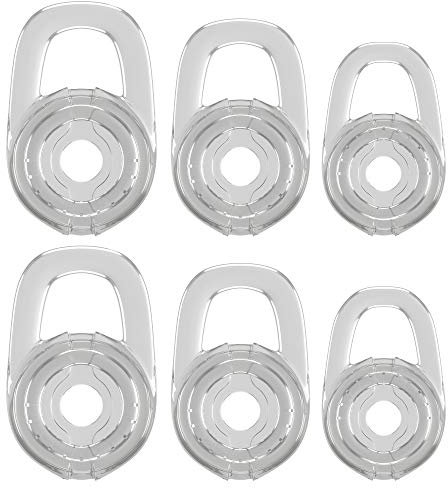 Earbuds Bluetooth Ersatz Set für Plantronics Voyager Edge Wireless Bluetooth Ersatz Ohrstöpsel und Ohrbügel 1 klein 1 mittel 1 groß und 2 klare Ohrbügel, CLEAR 2-PACK S M L