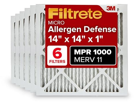 Filtrete 14x14x1, AC Furnace Air Filter, MPR 1000, Micro Allergen Defense, 6-Pack (Exact Dimensions 13.81 x 13.81 x 0.81)