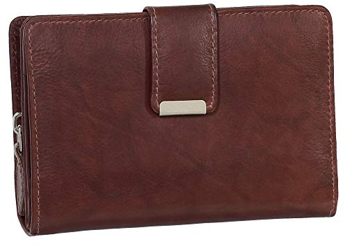Ledershop24 RFID Damen Leder Geldbörse Portemonnaie Geldbeutel - Geschenkset + exklusiven Schlüsselanhänger - Farbe Braun