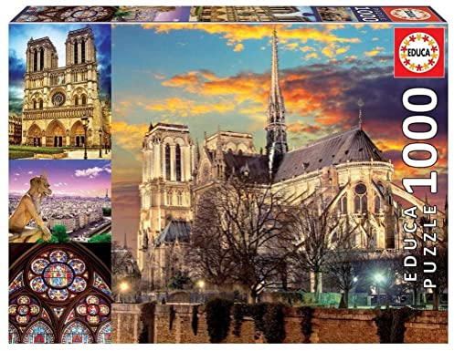 Educa - Puzzle 1000 Teile für Erwachsene | Notre Dame Collage, 1000 Teile Puzzle für Erwachsene und Kinder ab 14 Jahren, Frankreich, Kathedrale (18456)