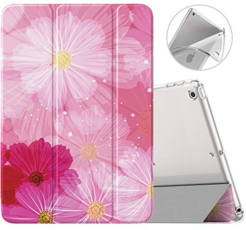 MoKo Hülle Kompatibel mit Neu iPad 9./8./7. Generation (2021/2020/2019), iPad 10,2 Zoll Hülle mit Ständer, TPU Transluzent Matt Rückseite Cover mit Auto Schlaf/Aufwach Funktion, Koreopsis