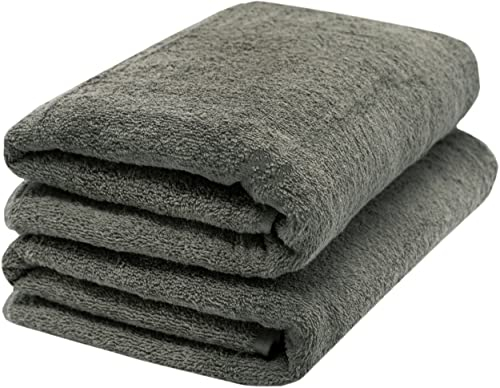 ZOLLNER 2er Set Saunatücher - weiche und saugstarke Handtücher - waschbar bis 95°C - Baumwolle -70x200 cm in Taupe