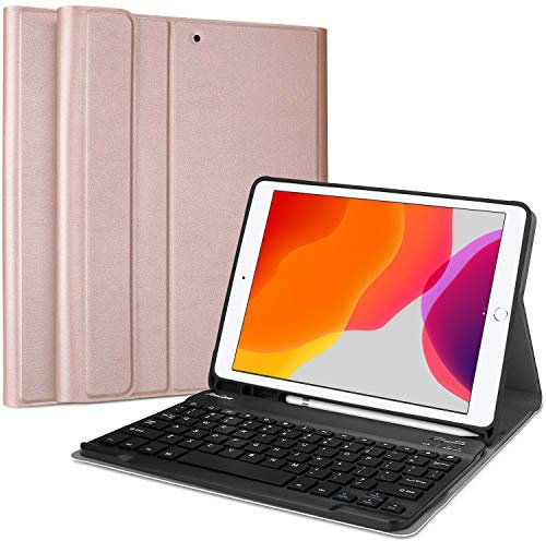 ProCase Keyboard Case for iPad 10.2 Inch 2021 2020 2019 (9th / 8th / 7th Generation), Lightweight Smart Cover with Magnetically Detachable Keyboard, for iPad 7 / iPad 8 / iPad 9 –Rosegold