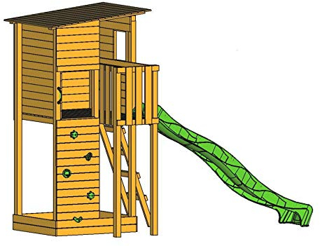 MASGAMES | Laufgitter für Kinder Größe L | mit Kletterwand | Plattform Höhe 120 cm | Rutsche 232 cm lang | Inklusive Befestigungen | Hausgebrauch |