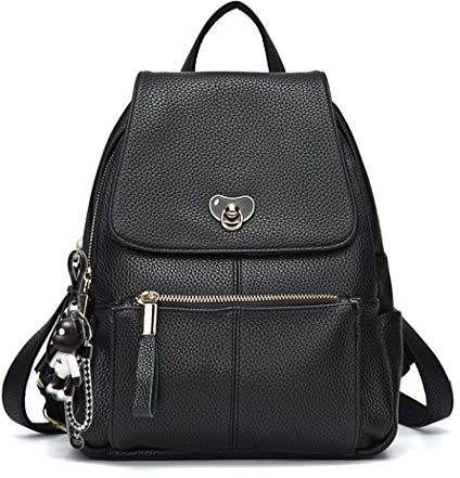 BUKESIYI Damen Tasche Rucksack Handtasche Frauen backpack Klein Anti Diebstahl Schulrucksack Laptop Weekender PU Leder DE78300 Schwarz