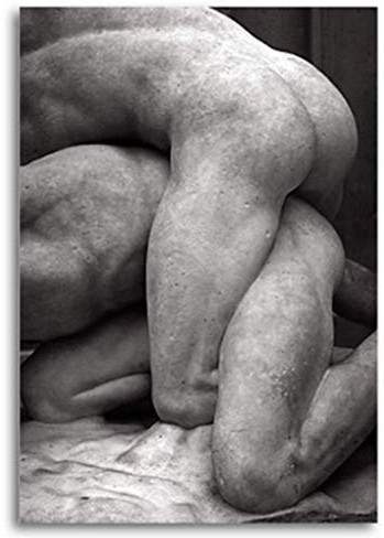 RUIYANMQ Michelangelo Skulptur Kunst Poster Und Drucke Schwarz Weiß David Hand Wandkunst Leinwand Bilder Wohnzimmer Wohnkultur Vx670Zt 40X60Cm Rahmenlos