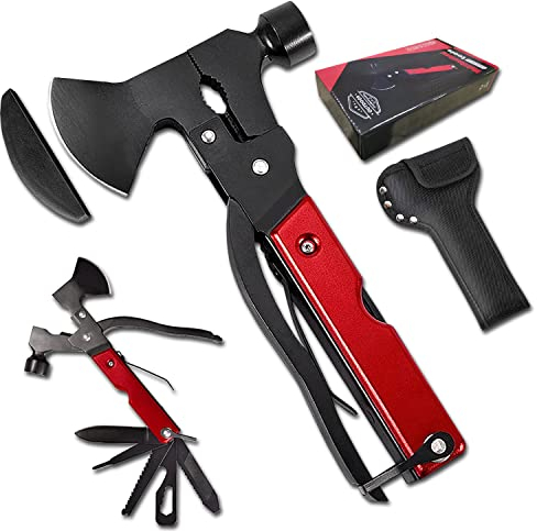 Das neueste Multitool Camping Axt, 19-in-1 Survival Gear Camp Hatchet, Schraubendreher für Wandern Camping, Auto Notfall und Männer Geschenk